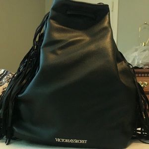 Fringe leather backpack bag